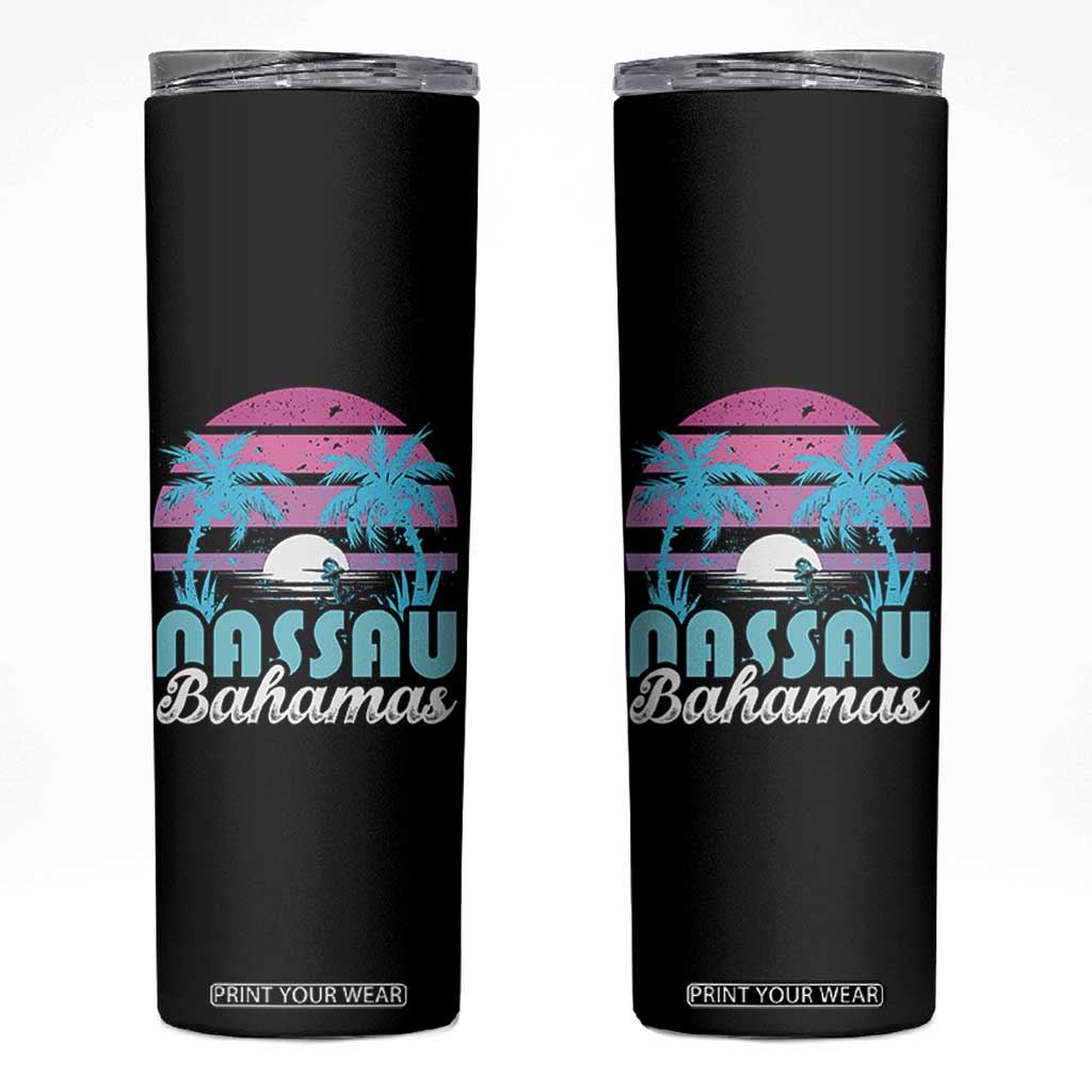 Vintage Nassau Skinny Tumbler Tropical Island Palm Trees Beach Bahamas Vacation TS10 Black Print Your Wear