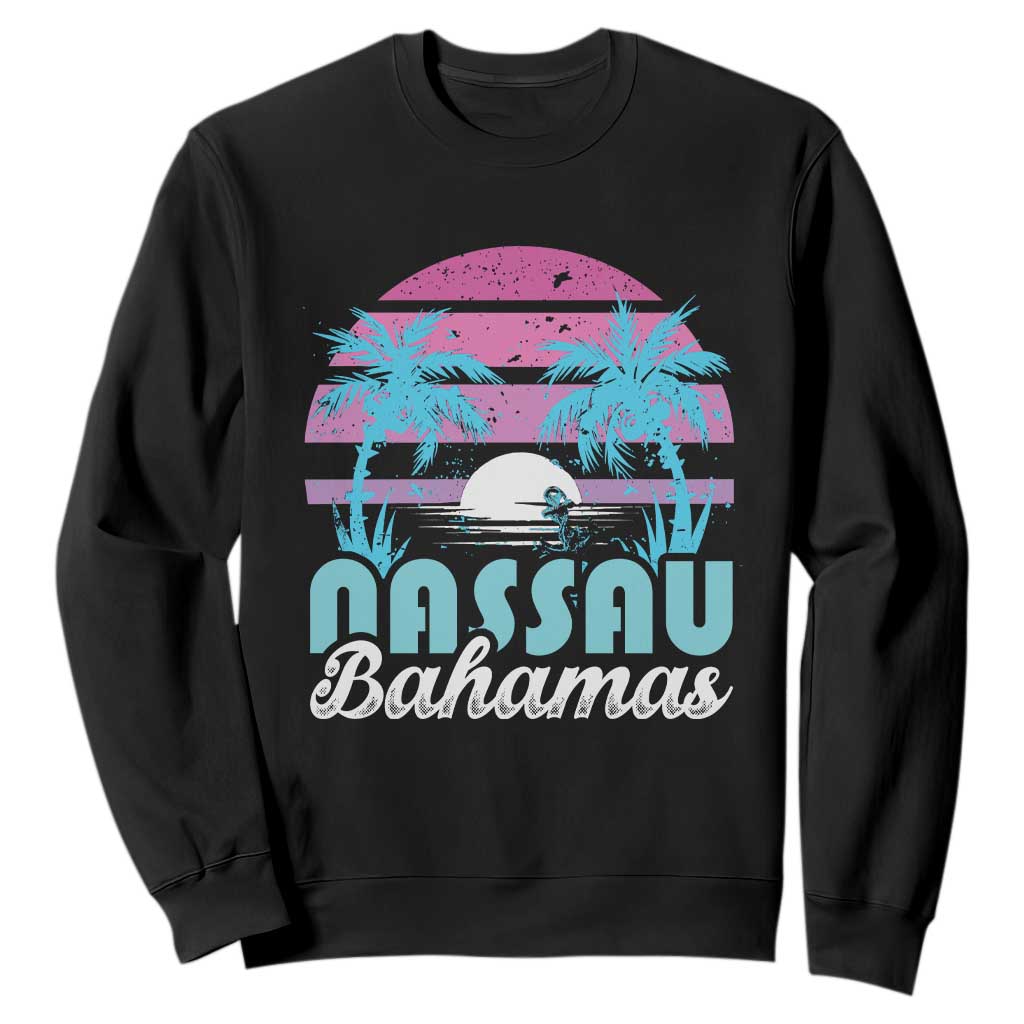 Vintage Nassau Sweatshirt Tropical Island Palm Trees Beach Bahamas Vacation TS10 Black Print Your Wear