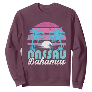 Vintage Nassau Sweatshirt Tropical Island Palm Trees Beach Bahamas Vacation TS10 Maroon Print Your Wear