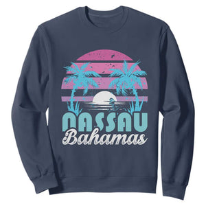 Vintage Nassau Sweatshirt Tropical Island Palm Trees Beach Bahamas Vacation TS10 Navy Print Your Wear