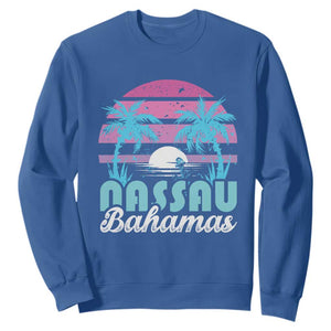 Vintage Nassau Sweatshirt Tropical Island Palm Trees Beach Bahamas Vacation TS10 Royal Blue Print Your Wear