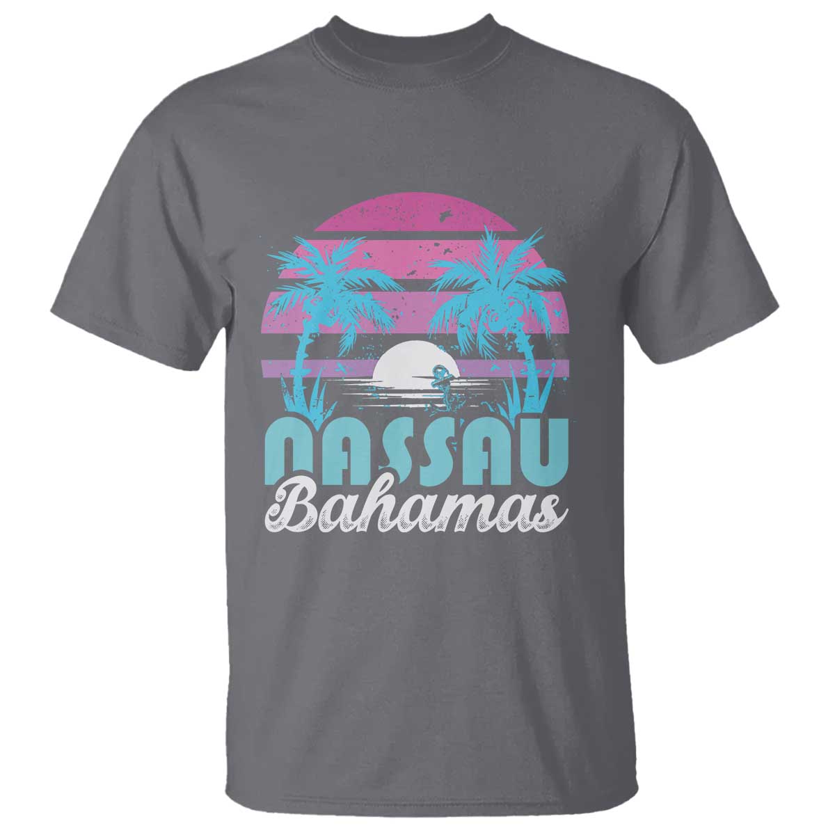 Vintage Nassau T Shirt Tropical Island Palm Trees Beach Bahamas Vacation TS10 Charcoal Print Your Wear