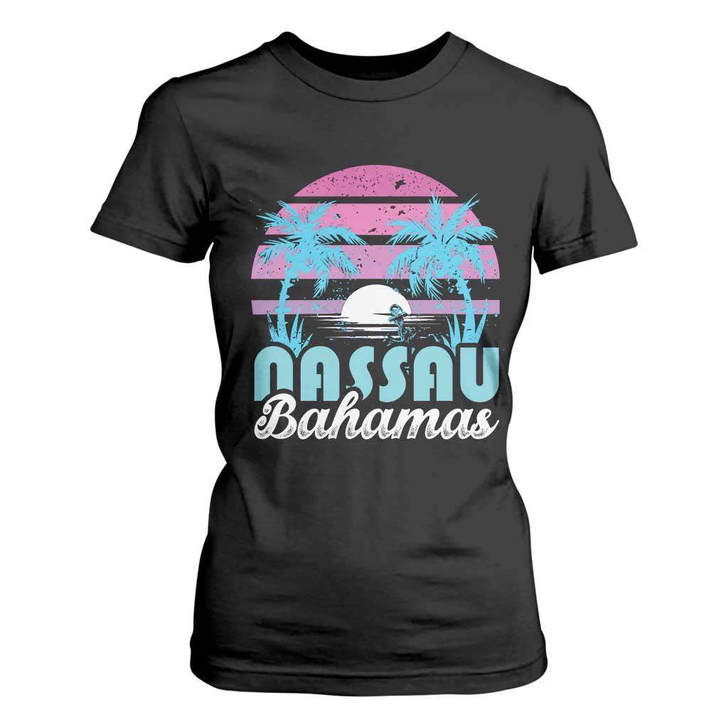 Vintage Nassau T Shirt For Women Tropical Island Palm Trees Beach Bahamas Vacation TS10 Black Print Your Wear