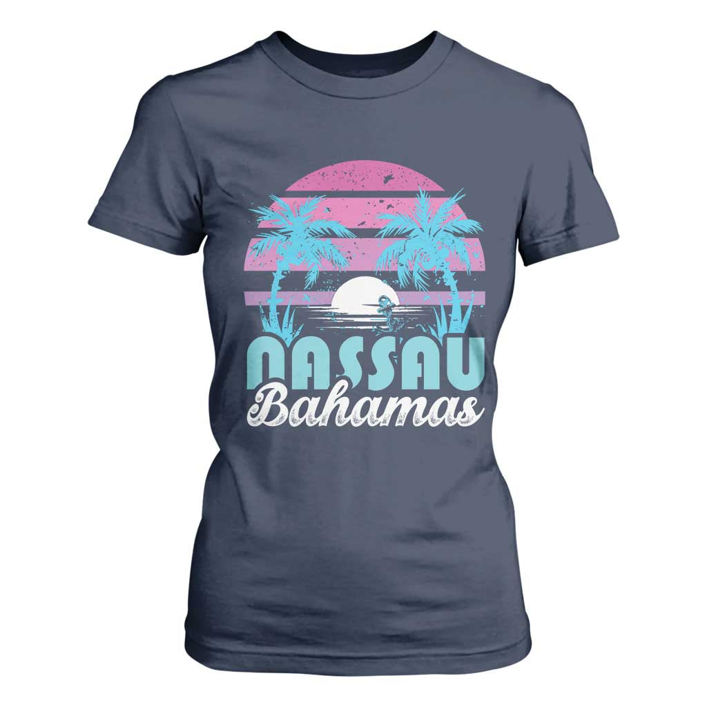 Vintage Nassau T Shirt For Women Tropical Island Palm Trees Beach Bahamas Vacation TS10 Navy Print Your Wear