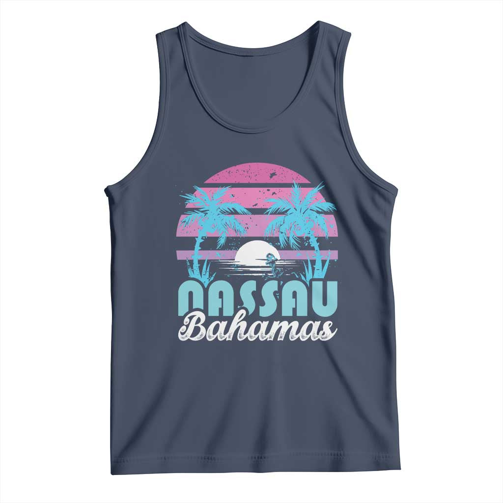 Vintage Nassau Tank Top Tropical Island Palm Trees Beach Bahamas Vacation TS10 Navy Print Your Wear