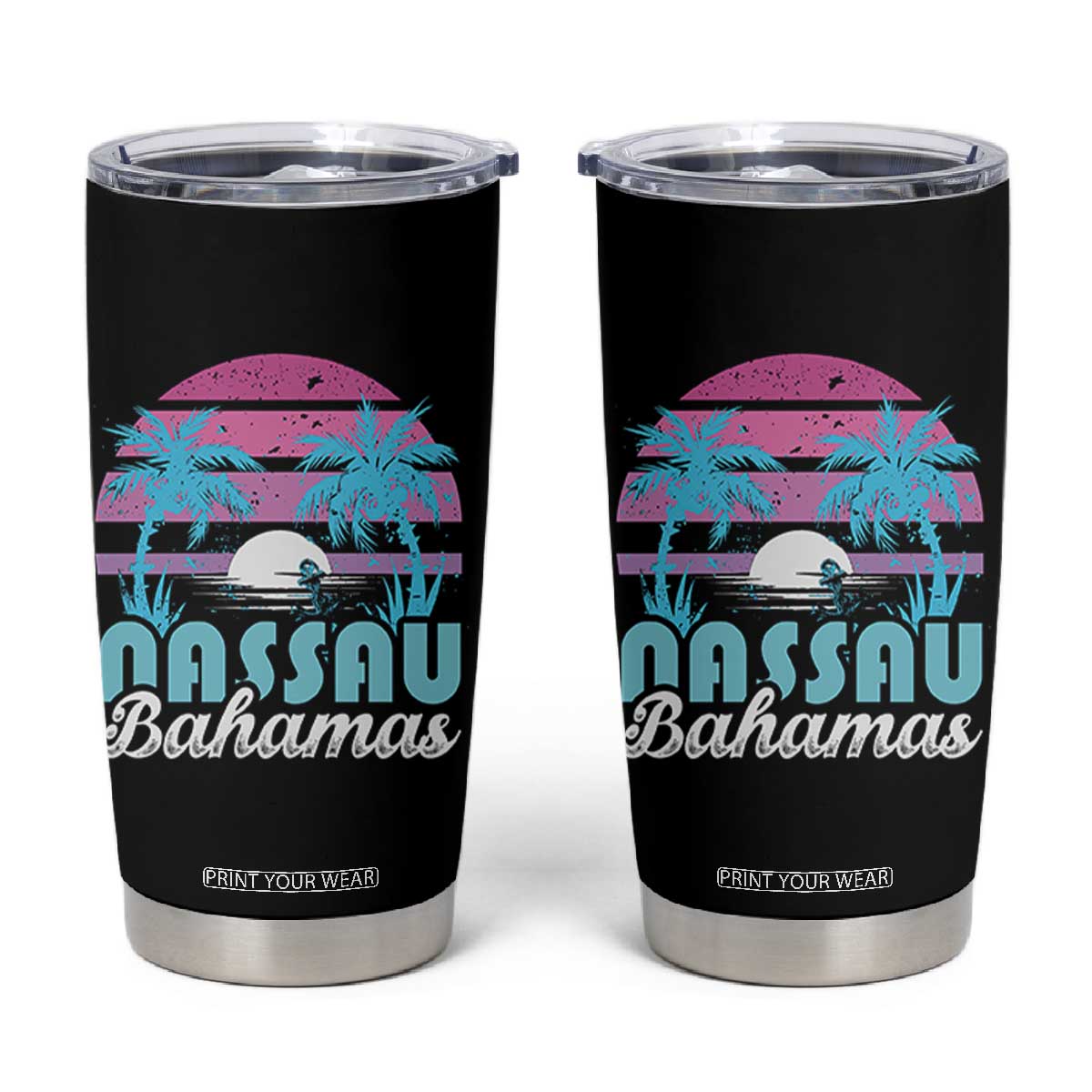 Vintage Nassau Tumbler Cup Tropical Island Palm Trees Beach Bahamas Vacation TS10 Black Print Your Wear