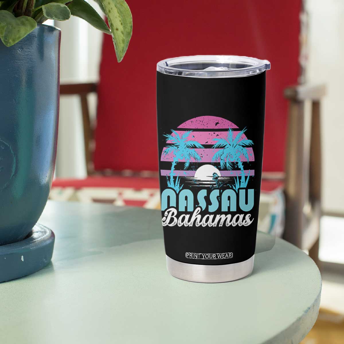 Vintage Nassau Tumbler Cup Tropical Island Palm Trees Beach Bahamas Vacation TS10 Print Your Wear