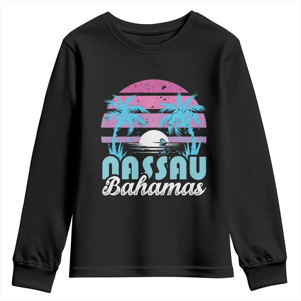 Vintage Nassau Youth Sweatshirt Tropical Island Palm Trees Beach Bahamas Vacation TS10 Black Print Your Wear