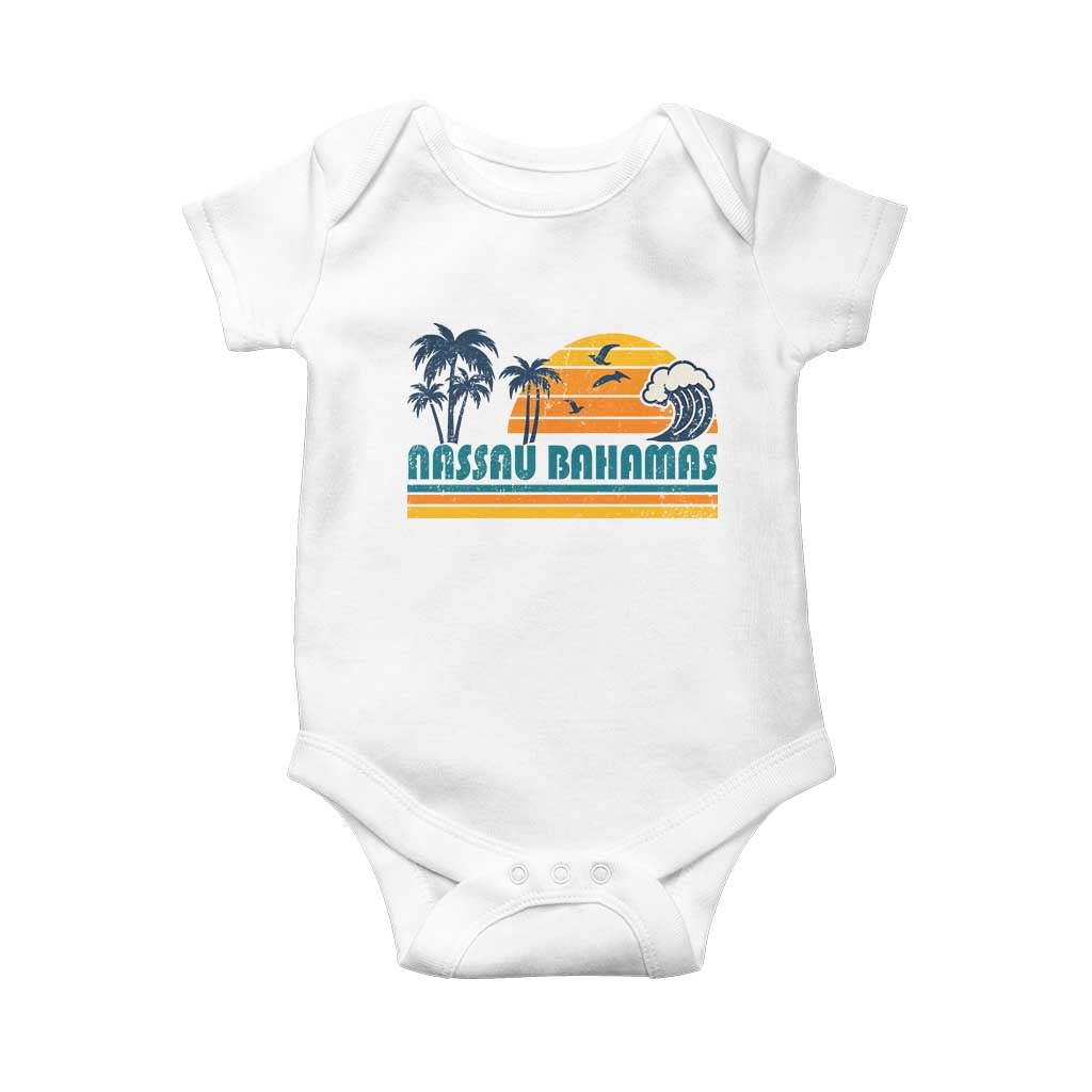 Vintage Nassau Baby Onesie Bahamas Vacation Beach Summer Retro Sunset TS10 White Print Your Wear
