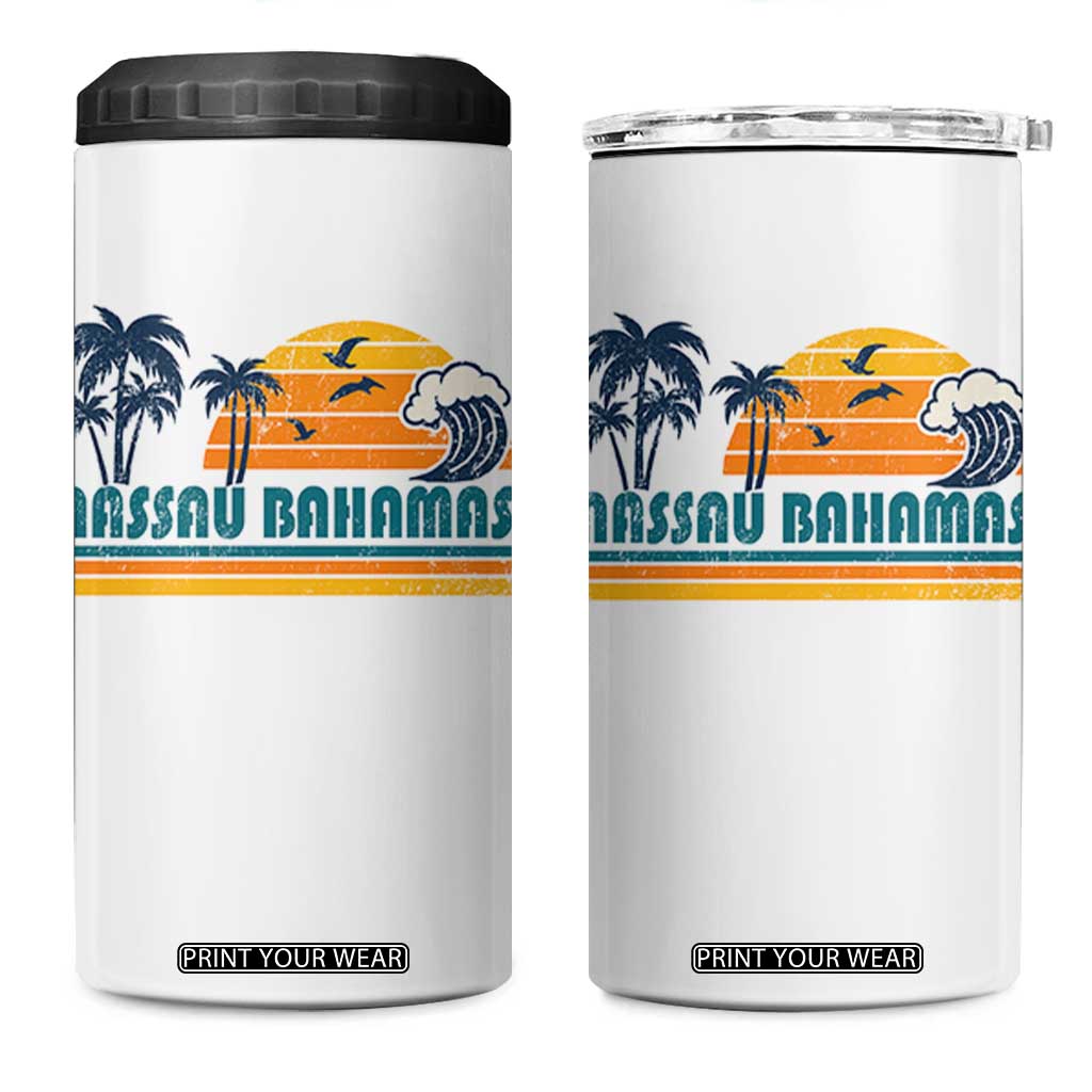 Vintage Nassau 4 in 1 Can Cooler Tumbler Bahamas Vacation Beach Summer Retro Sunset TS10 One Size: 16 oz White Print Your Wear