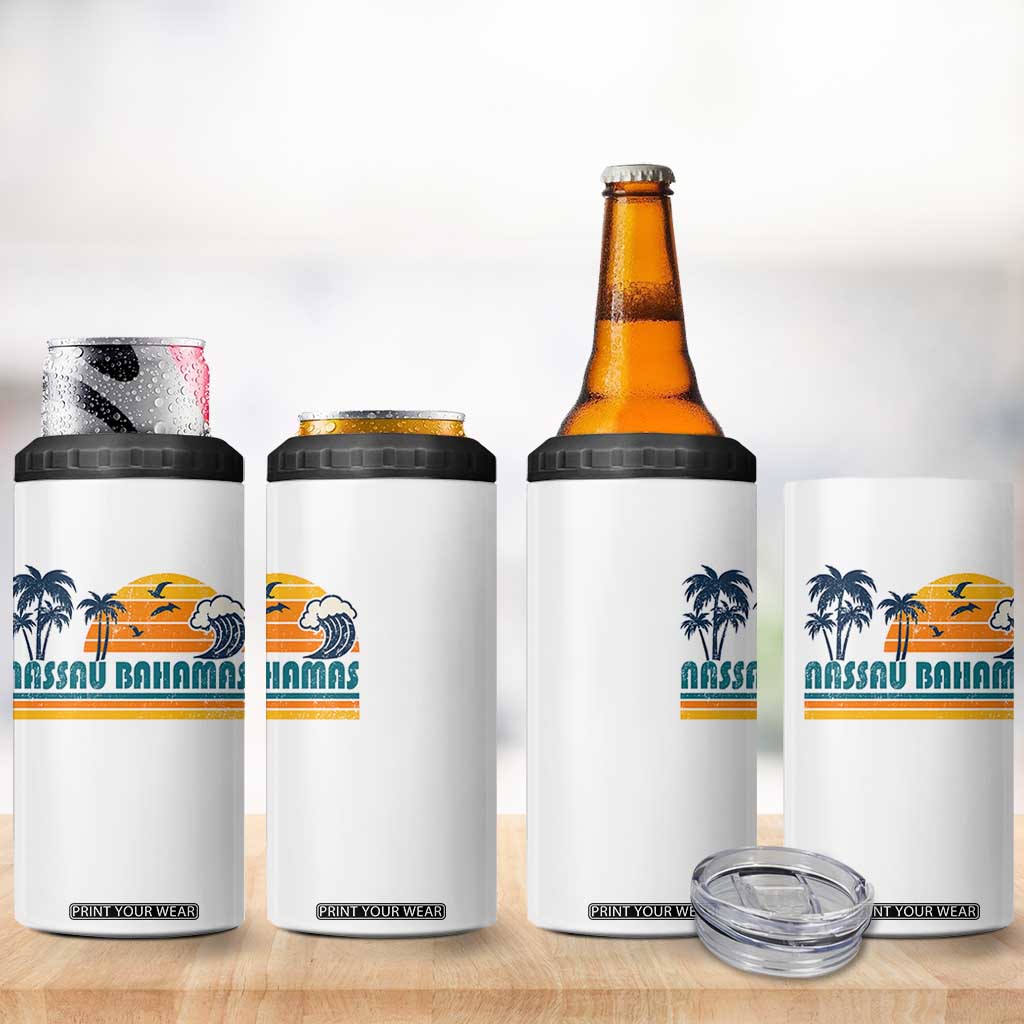 Vintage Nassau 4 in 1 Can Cooler Tumbler Bahamas Vacation Beach Summer Retro Sunset TS10 Print Your Wear