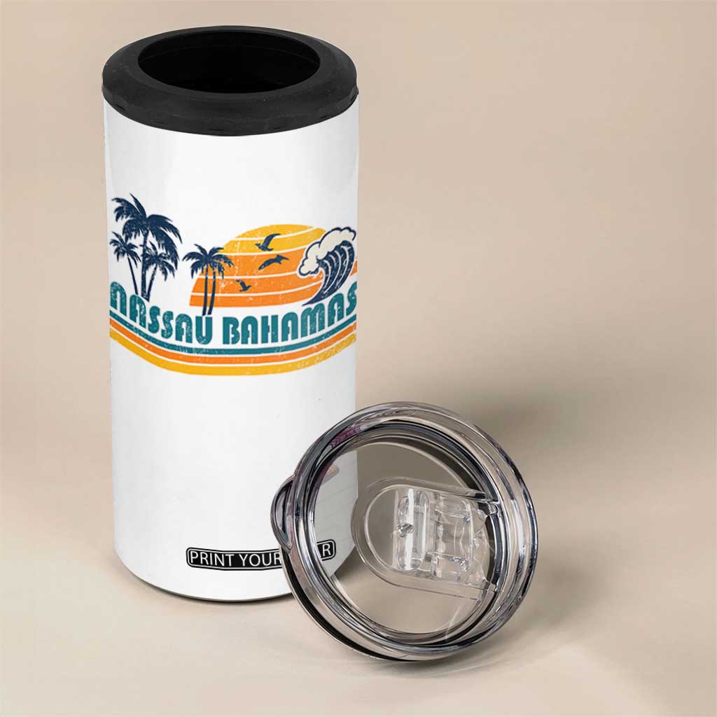 Vintage Nassau 4 in 1 Can Cooler Tumbler Bahamas Vacation Beach Summer Retro Sunset TS10 Print Your Wear