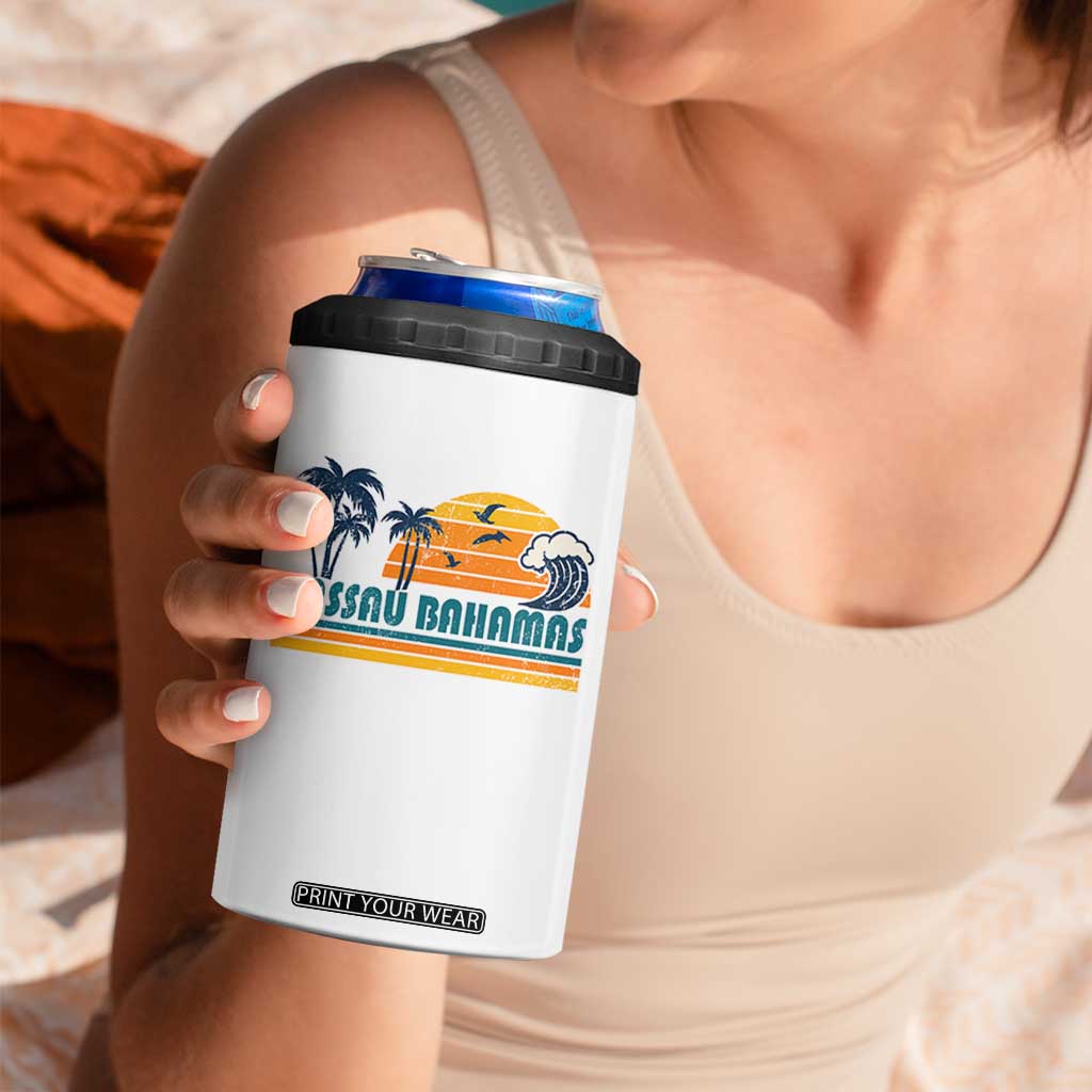 Vintage Nassau 4 in 1 Can Cooler Tumbler Bahamas Vacation Beach Summer Retro Sunset TS10 Print Your Wear