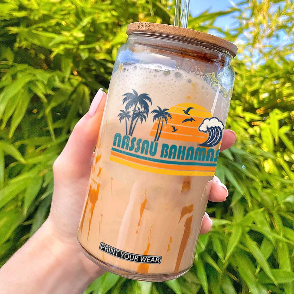 Vintage Nassau Glass Can Bahamas Vacation Beach Summer Retro Sunset TS10 White Print Your Wear