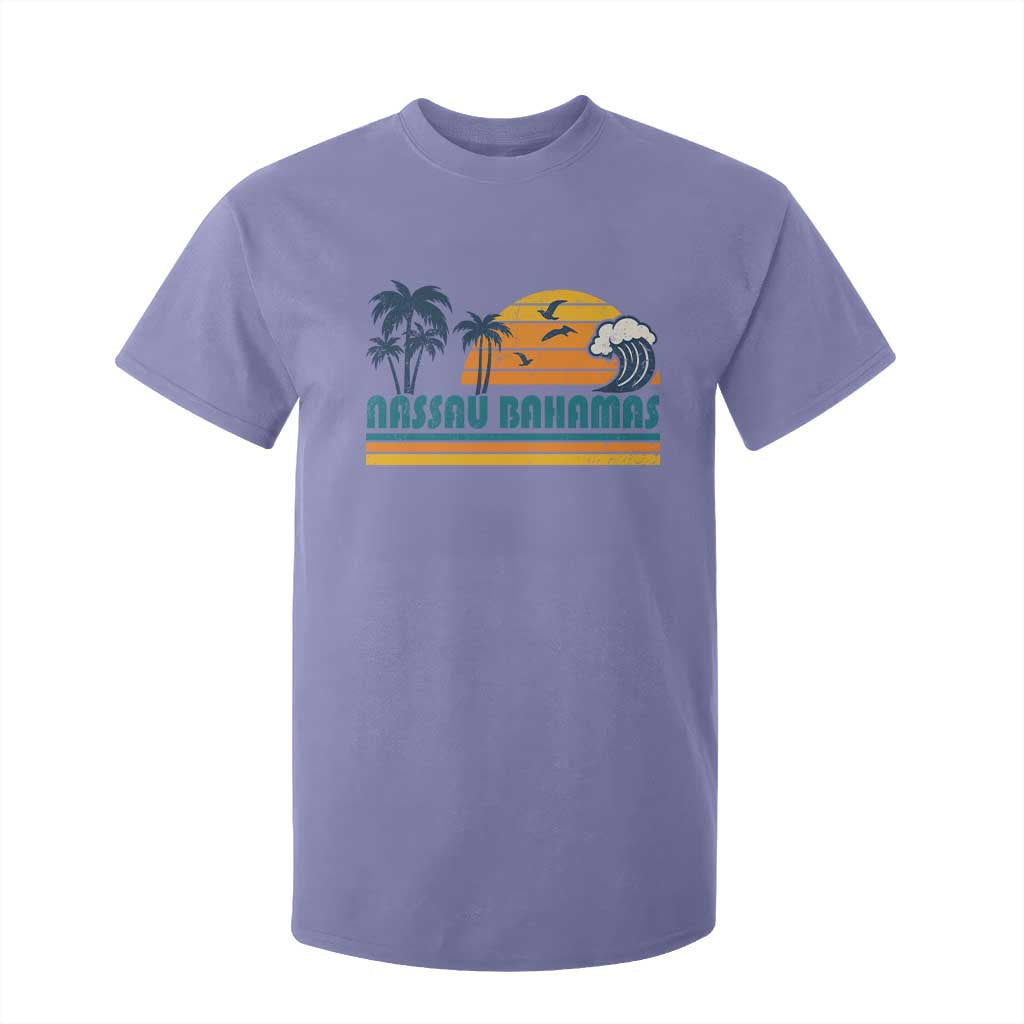 Vintage Nassau T Shirt For Kid Bahamas Vacation Beach Summer Retro Sunset TS10 Violet Print Your Wear