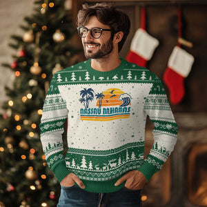 Vintage Nassau Ugly Christmas Sweater Bahamas Vacation Beach Summer Retro Sunset TS10 Beige Green Print Your Wear