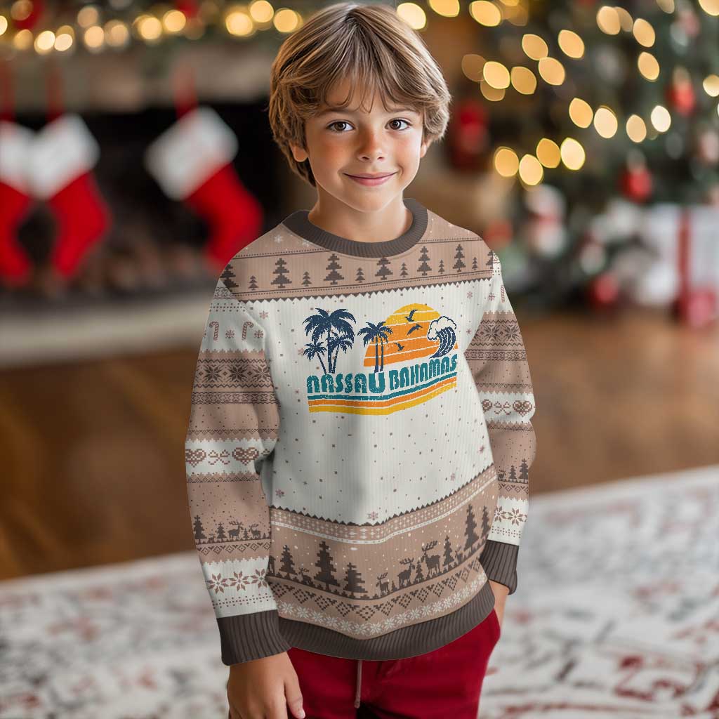 Vintage Nassau Ugly Christmas Sweater Bahamas Vacation Beach Summer Retro Sunset TS10 Mocha Mousse Print Your Wear