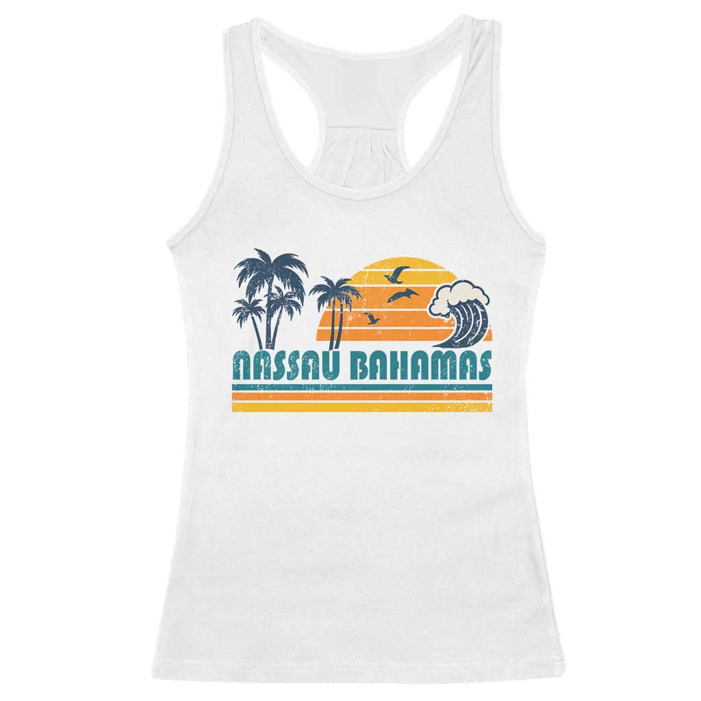 Vintage Nassau Racerback Tank Top Bahamas Vacation Beach Summer Retro Sunset TS10 White Print Your Wear