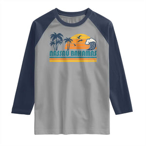 Vintage Nassau Raglan Shirt Bahamas Vacation Beach Summer Retro Sunset TS10 Sport Gray Navy Print Your Wear