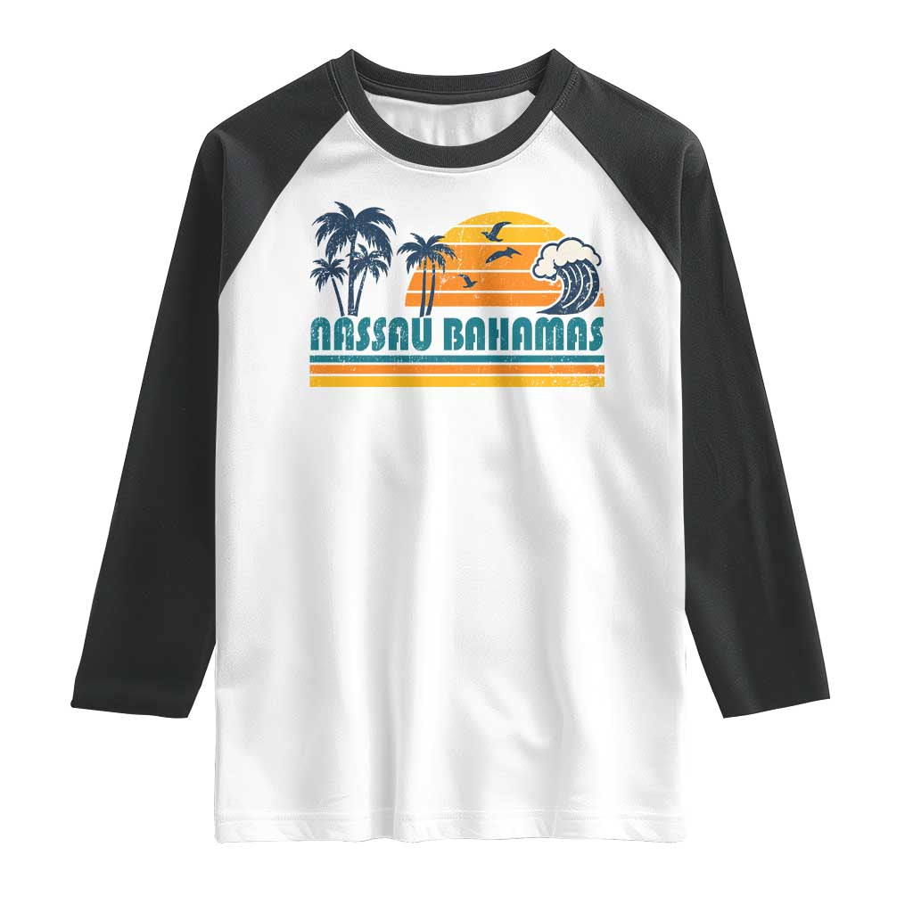 Vintage Nassau Raglan Shirt Bahamas Vacation Beach Summer Retro Sunset TS10 White Black Print Your Wear
