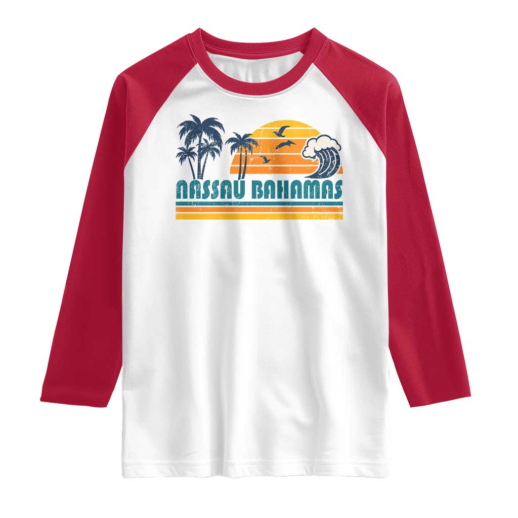 Vintage Nassau Raglan Shirt Bahamas Vacation Beach Summer Retro Sunset TS10 White Red Print Your Wear
