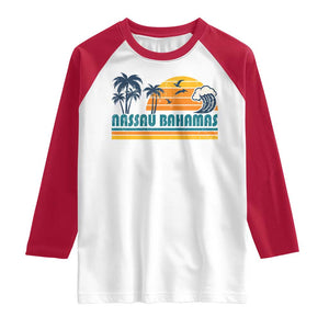 Vintage Nassau Raglan Shirt Bahamas Vacation Beach Summer Retro Sunset TS10 White Red Print Your Wear