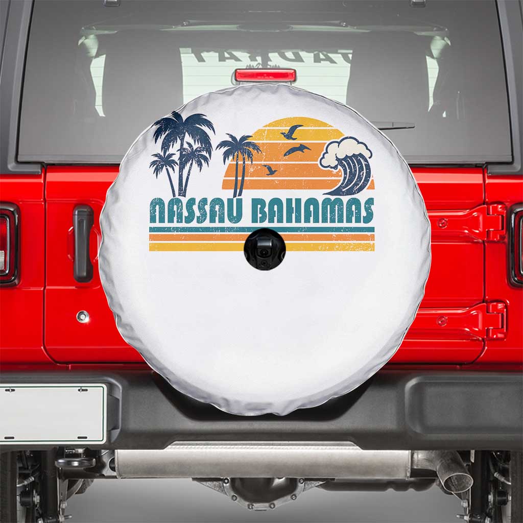Vintage Nassau Spare Tire Cover Bahamas Vacation Beach Summer Retro Sunset TS10 White Print Your Wear