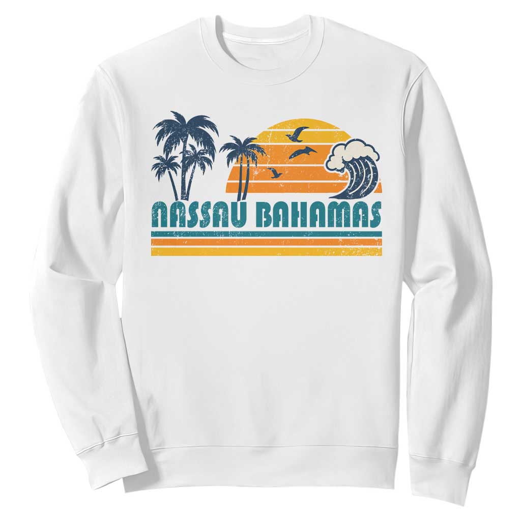Vintage Nassau Sweatshirt Bahamas Vacation Beach Summer Retro Sunset TS10 White Print Your Wear