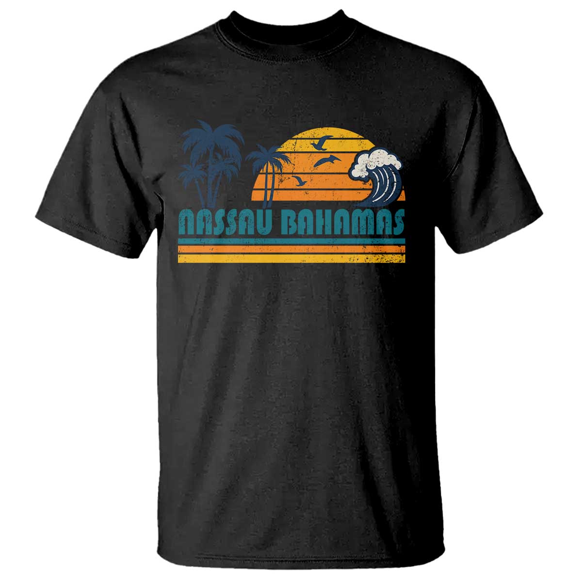 Vintage Nassau T Shirt Bahamas Vacation Beach Summer Retro Sunset TS10 Black Print Your Wear