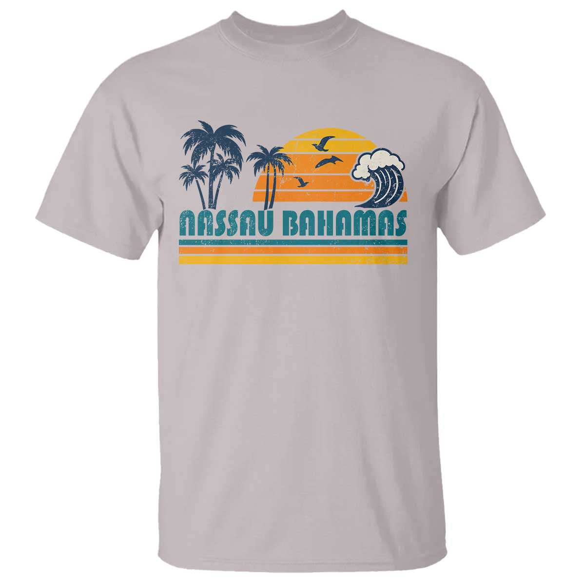 Vintage Nassau T Shirt Bahamas Vacation Beach Summer Retro Sunset TS10 Ice Gray Print Your Wear
