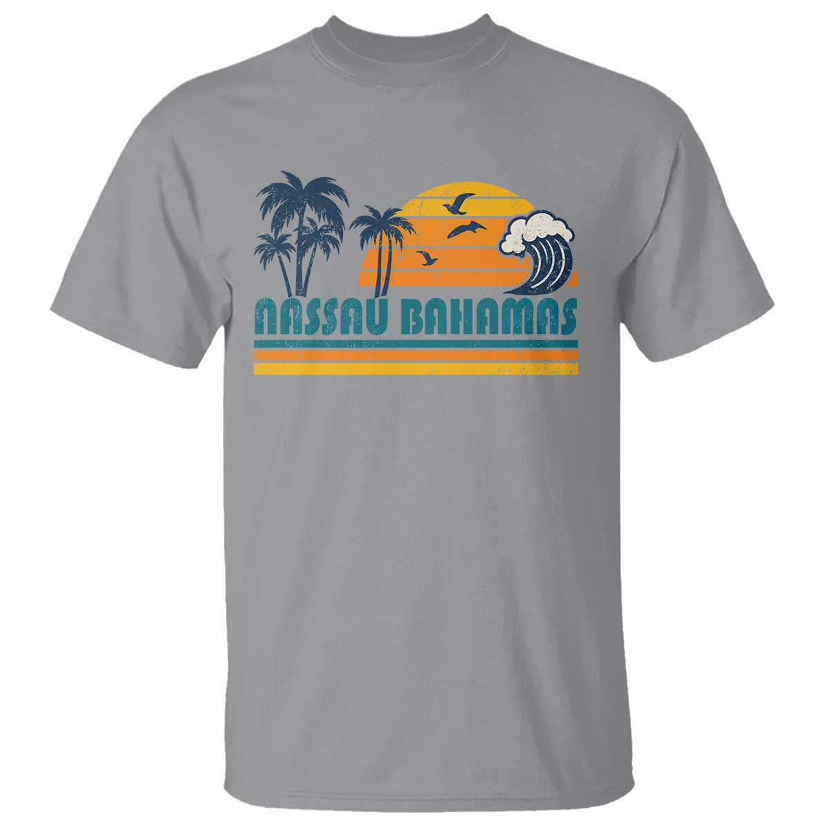 Vintage Nassau T Shirt Bahamas Vacation Beach Summer Retro Sunset TS10 Sport Gray Print Your Wear