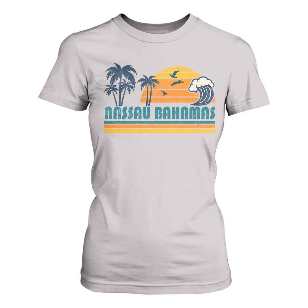 Vintage Nassau T Shirt For Women Bahamas Vacation Beach Summer Retro Sunset TS10 Ice Gray Print Your Wear