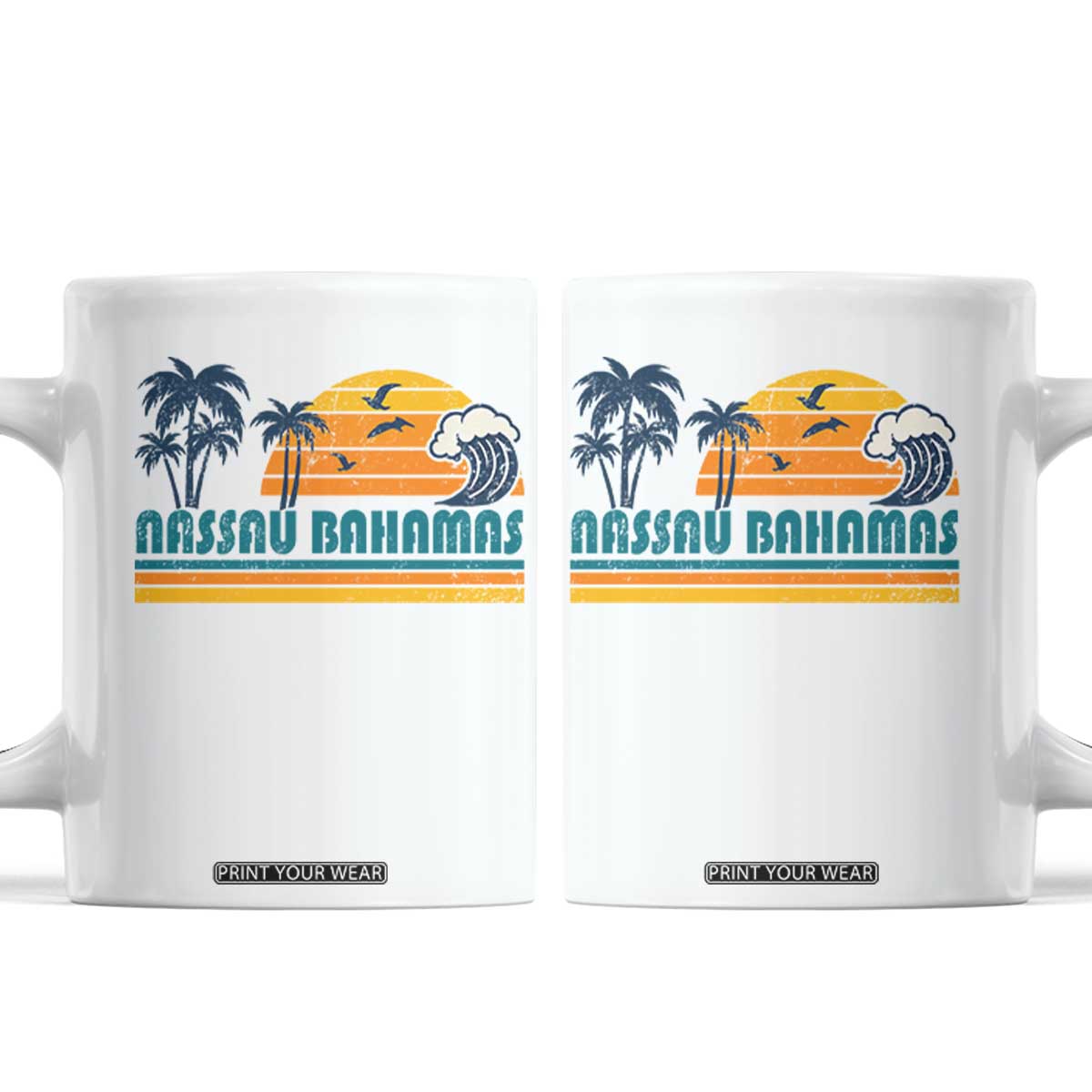 Vintage Nassau Coffee Mug Bahamas Vacation Beach Summer Retro Sunset TS10 White Print Your Wear