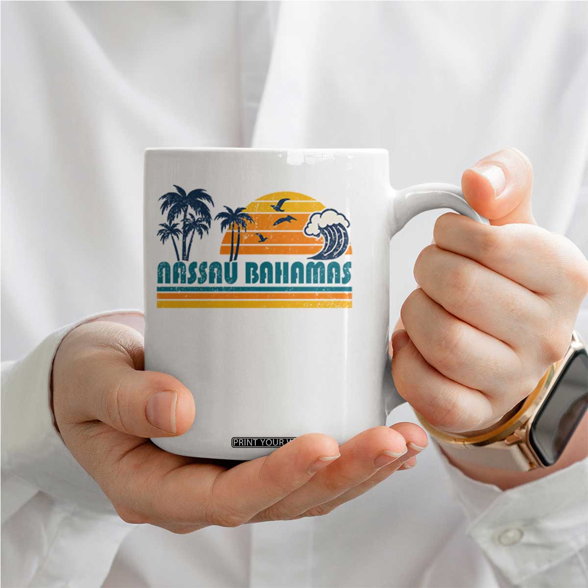 Vintage Nassau Coffee Mug Bahamas Vacation Beach Summer Retro Sunset TS10 Print Your Wear