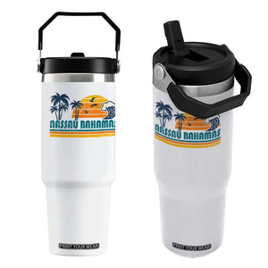 Vintage Nassau Flip Straw Tumbler Bahamas Vacation Beach Summer Retro Sunset TS10 One Size: 30 oz White Print Your Wear