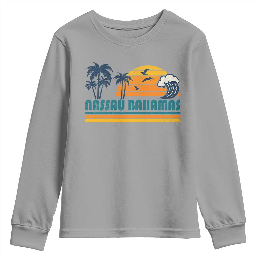 Vintage Nassau Youth Sweatshirt Bahamas Vacation Beach Summer Retro Sunset TS10 Sport Gray Print Your Wear