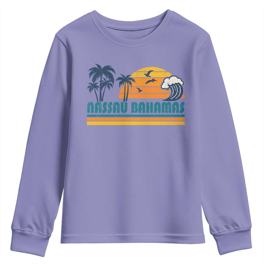 Vintage Nassau Youth Sweatshirt Bahamas Vacation Beach Summer Retro Sunset TS10 Violet Print Your Wear