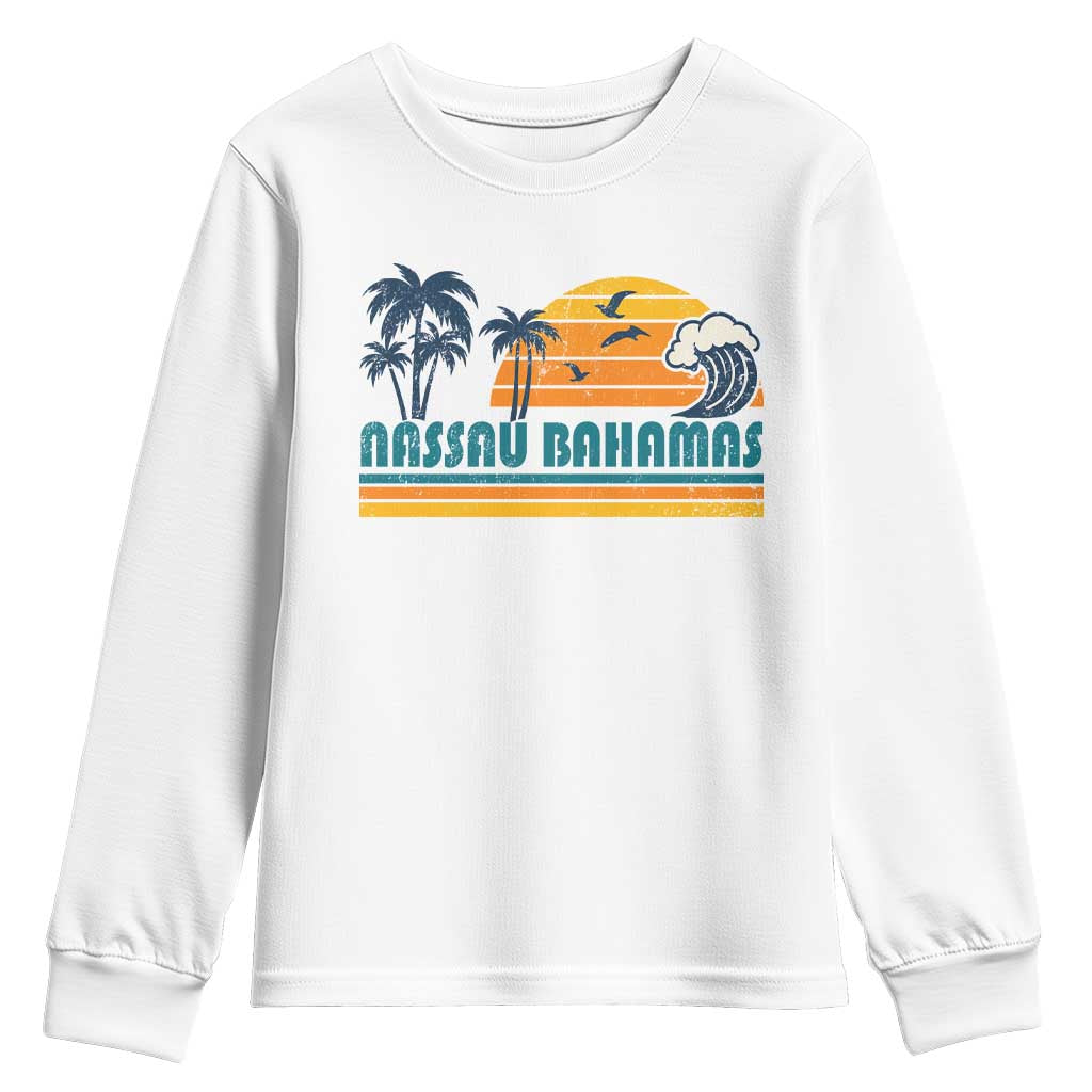 Vintage Nassau Youth Sweatshirt Bahamas Vacation Beach Summer Retro Sunset TS10 White Print Your Wear