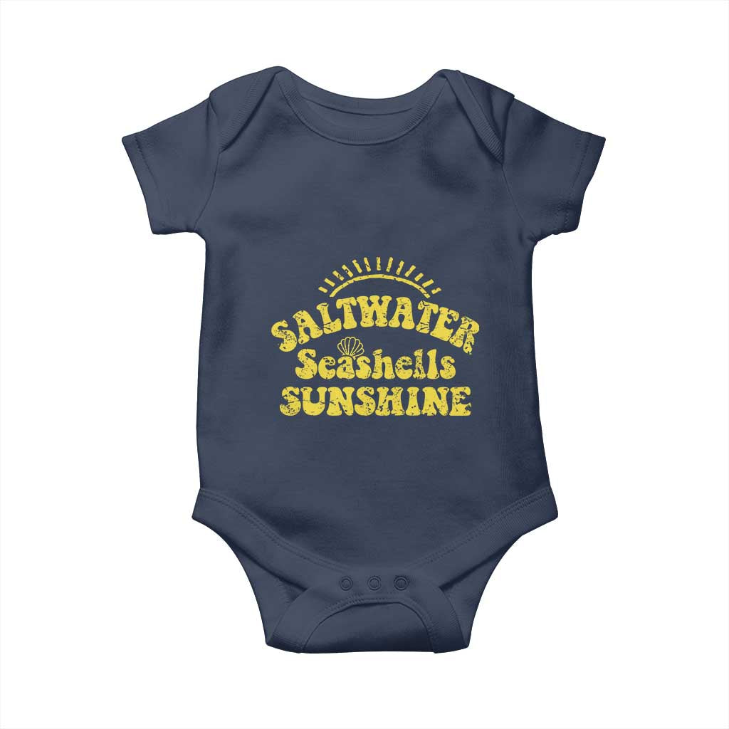Saltwater Seashells Sunshine Baby Onesie Beach Summer Vacation Vintage 70's Retro TS10 Navy Print Your Wear