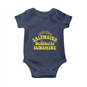 Saltwater Seashells Sunshine Baby Onesie Beach Summer Vacation Vintage 70's Retro TS10 Navy Print Your Wear