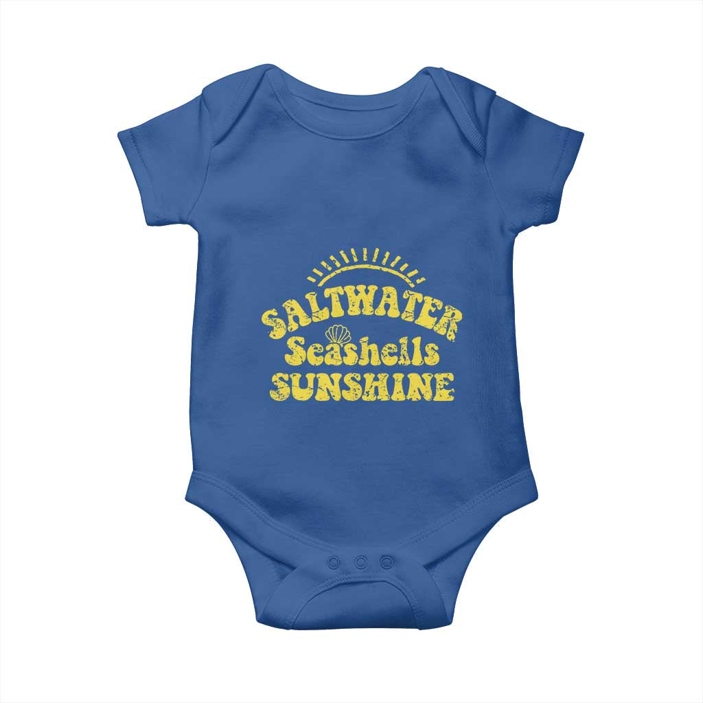 Saltwater Seashells Sunshine Baby Onesie Beach Summer Vacation Vintage 70's Retro TS10 Royal Blue Print Your Wear