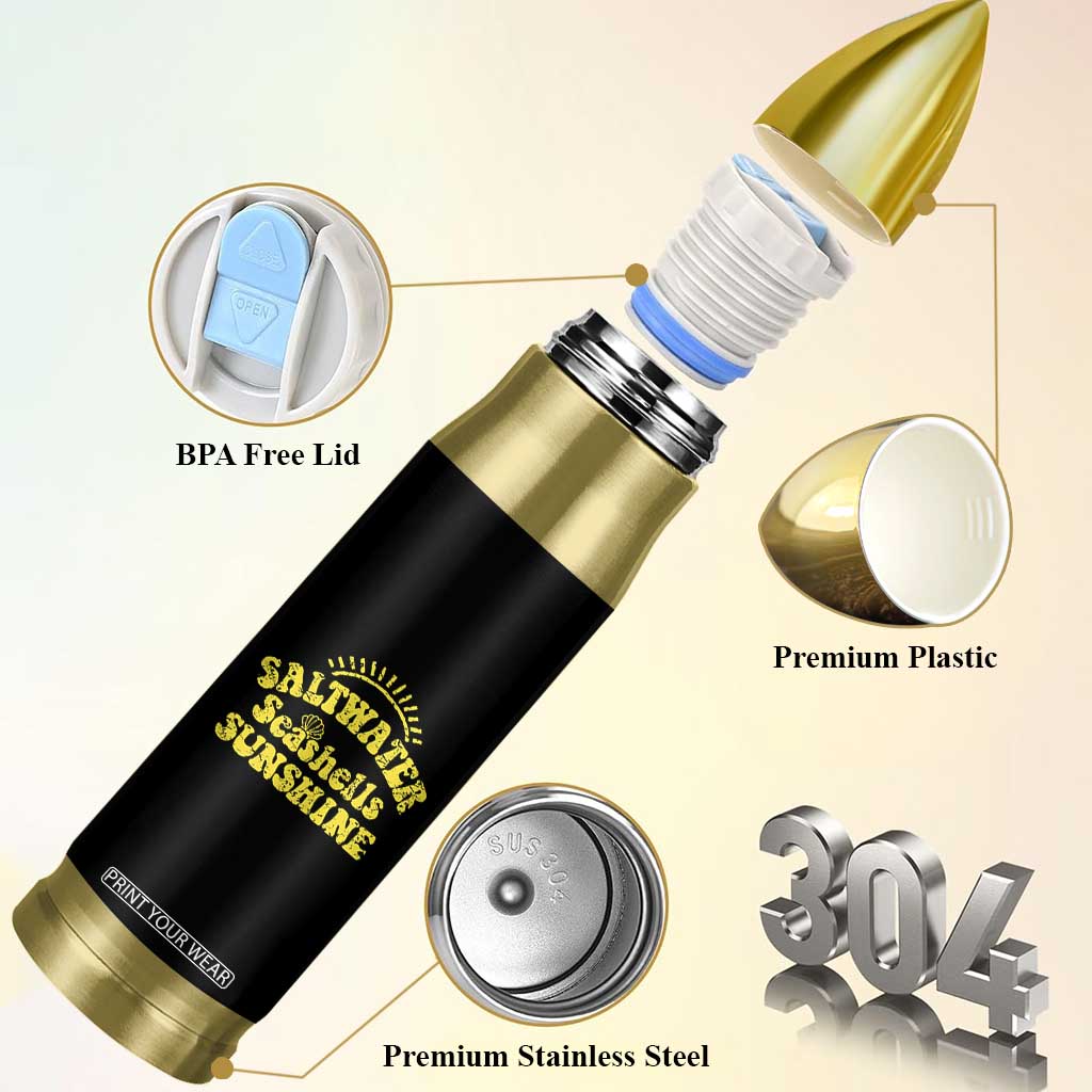 Saltwater Seashells Sunshine Bullet Tumbler Beach Summer Vacation Vintage 70's Retro TS10 Print Your Wear