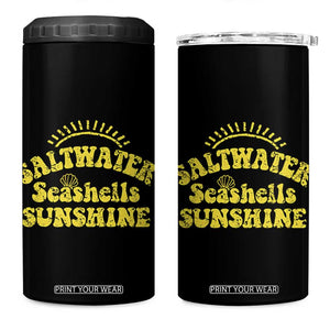 Saltwater Seashells Sunshine 4 in 1 Can Cooler Tumbler Beach Summer Vacation Vintage 70's Retro TS10 One Size: 16 oz Black Print Your Wear