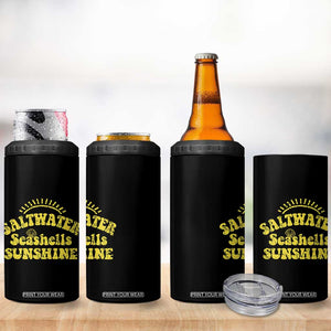 Saltwater Seashells Sunshine 4 in 1 Can Cooler Tumbler Beach Summer Vacation Vintage 70's Retro TS10 Print Your Wear