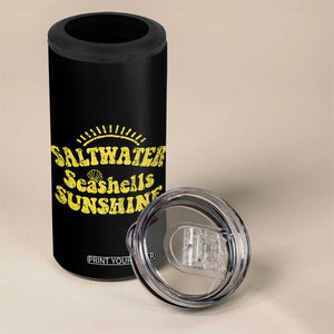 Saltwater Seashells Sunshine 4 in 1 Can Cooler Tumbler Beach Summer Vacation Vintage 70's Retro TS10 Print Your Wear