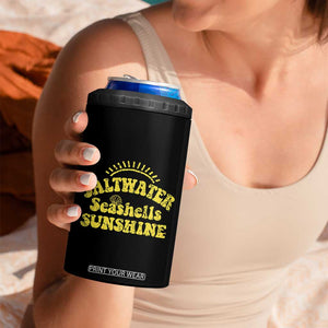 Saltwater Seashells Sunshine 4 in 1 Can Cooler Tumbler Beach Summer Vacation Vintage 70's Retro TS10 Print Your Wear