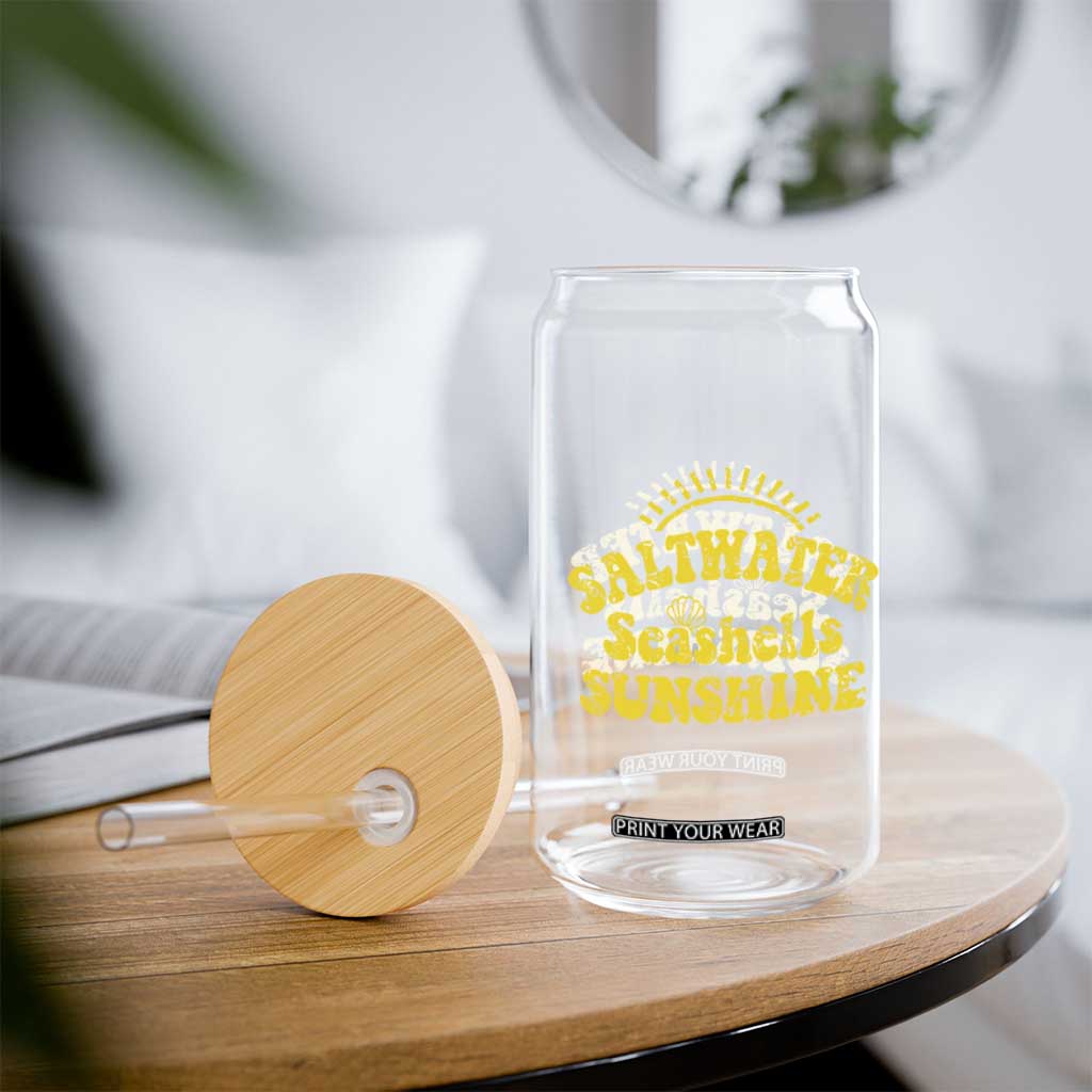 Saltwater Seashells Sunshine Glass Can Beach Summer Vacation Vintage 70's Retro TS10 Print Your Wear