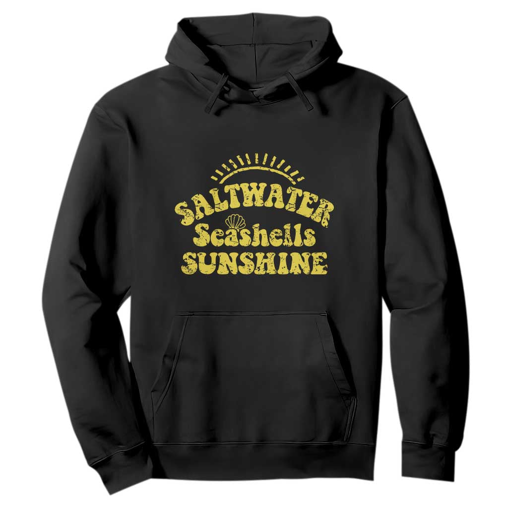 Saltwater Seashells Sunshine Hoodie Beach Summer Vacation Vintage 70's Retro TS10 Black Print Your Wear