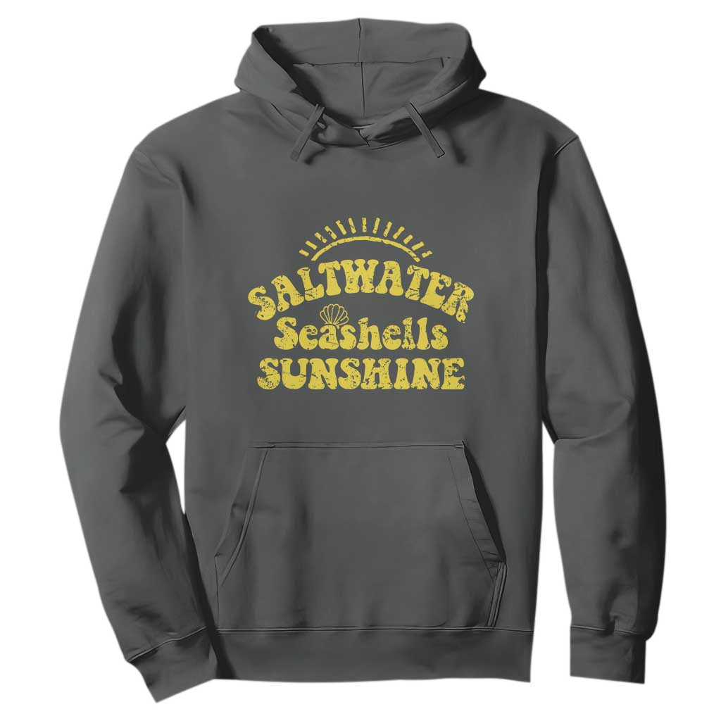 Saltwater Seashells Sunshine Hoodie Beach Summer Vacation Vintage 70's Retro TS10 Dark Heather Print Your Wear