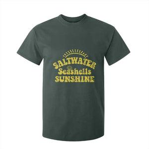 Saltwater Seashells Sunshine T Shirt For Kid Beach Summer Vacation Vintage 70's Retro TS10 Dark Forest Green Print Your Wear